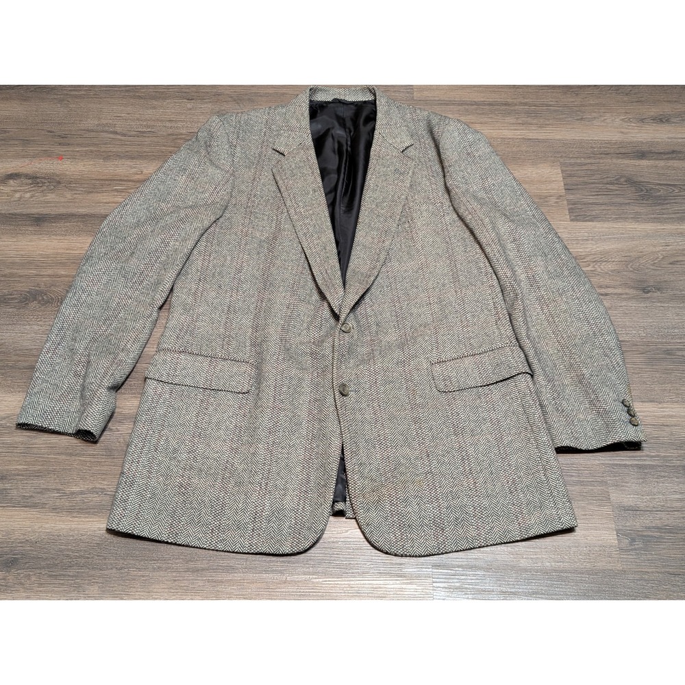 Malibu Clothes Beverly Hills Men's‎ Blazer Tweed Herringbone Wool Blend 48R